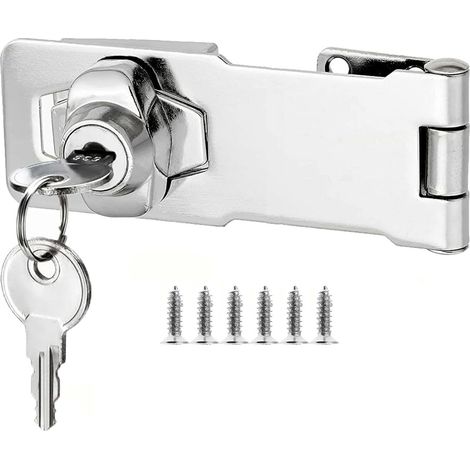 3 Inch cadenas à loquet porte en avec différentes clés, moraillon de verrouillage, serrure boîte aux lettres, fermoir cadenas serrure placard verrou porte pour tiroir, d'armoire, armoire siver (1/5)