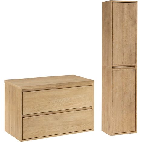 Ensemble meuble sous-vasque 80cm et colonne Edmé Bois (1/5)