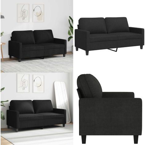 Canapé à 2 places Noir 140 cm Tissu - Canapé Deux Places - Canapé Noir - Canapé Tissu - Meuble Salon - Canapé Design - Home & Living (1/5)