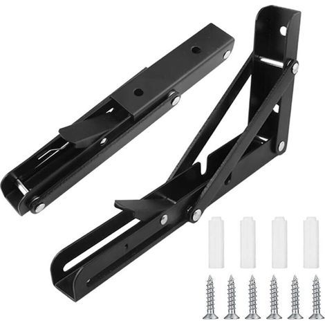 Équerre Pliant Support Console Pliable En Acier Inoxydable, Supports D' étagères Pliants Charge, Lourds Support Console Pliable Rétractable, Pour Garage, Cuisine, Chambre.(20cm, 2Pièces) (1/5)