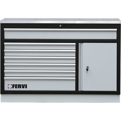 Grosse Werkzeugschublade Edelstahl 1360x458x948mm fuer Werkstatt Fervi a007/21