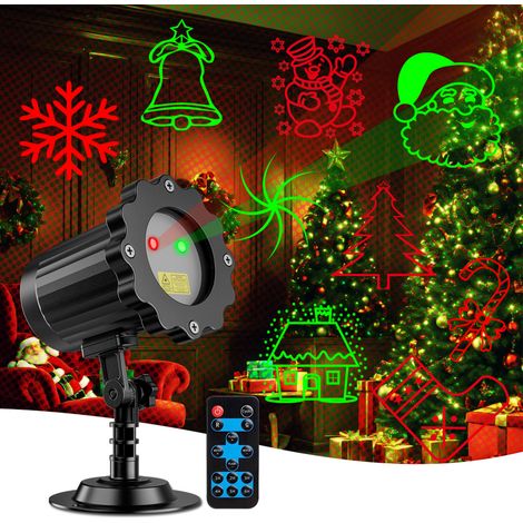 Ortviai Projecteur Lumineux de Noël avec Télécommande – 10 Motifs, Rotation 270°, Étanche IP65, Rouge & Vert (1/3)