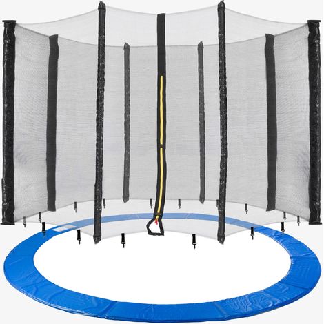 Arebos – Filet de protection pour trampoline 366 cm – Rembourrage 20 mm – Résistant aux UV – Entrée verrouillable avec fermeture éclair – 8 barres
