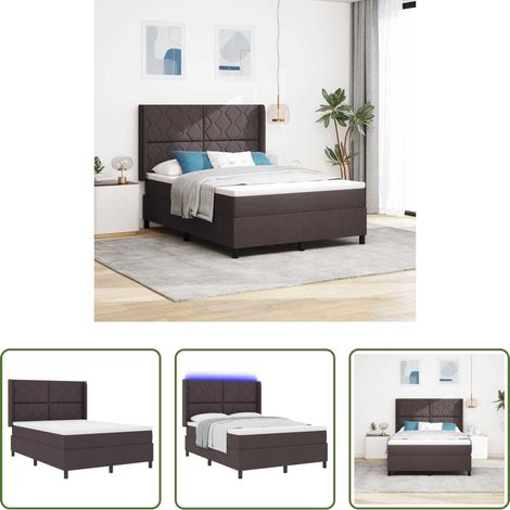 Stoffbett - LED Boxspringbett mit Matratze Dunkelbraun 160 x 200 cm Stoff (1/5)