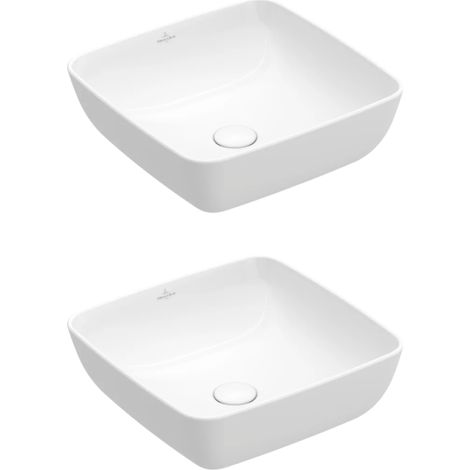 Conjunto de dos lavabos sobre encimera cuadrados VILLEROY ET BOCH Artis Blanco