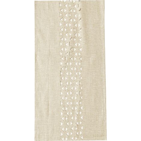 Nappe rectangle faux lin texturé étanche – Décorative dîner fête bord creux beige 140x300cm, décoration (1/5)