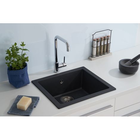 Lavello da cucina Lavello da incasso Granito Mineralite 50 x 44 Nero Respecta Ohio (1/5)
