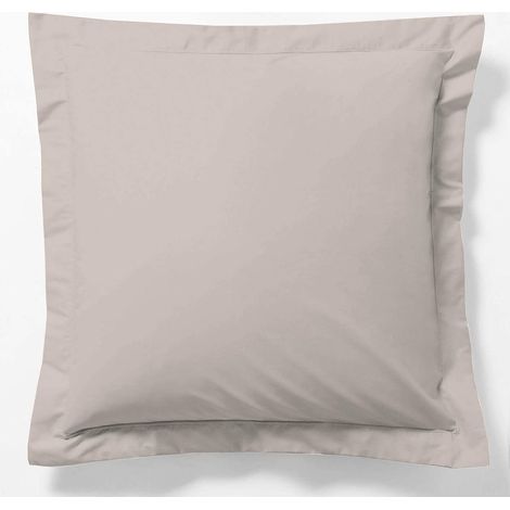Taie d'oreiller 65 x 65cm - 100% Coton - Coloris: Beige - Finition avec Volant Plat - Fibres Naturelles - Tissage serré - Cértifié Oekotex (1/2)