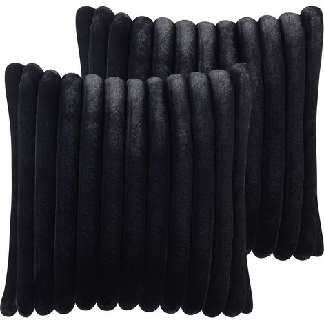 2 Coussins Décoratifs Doux et Moelleux 45 x 45 cm en Tissu Polyester Noir Rakya (1/5)