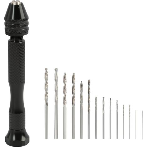 Lot de 14 Forets Hélicoïdaux de Précision de 0,5 à 3 mm pour Perceuse Manuelle avec Poignée Antidérapante - Idéal pour Modélisme, Bijoux et Projets de Bricolage-mini perceuse modelisme (1/5)