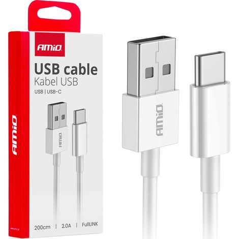 Cavo di ricarica USB-A - USB-C 2A 200cm FullLINK amio-03894 (1/3)