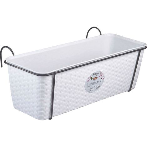 Cassetta + riserva +balconiera natural stefanplast pp rattan bianco cm 50x18 h.cm 16 (1/6)