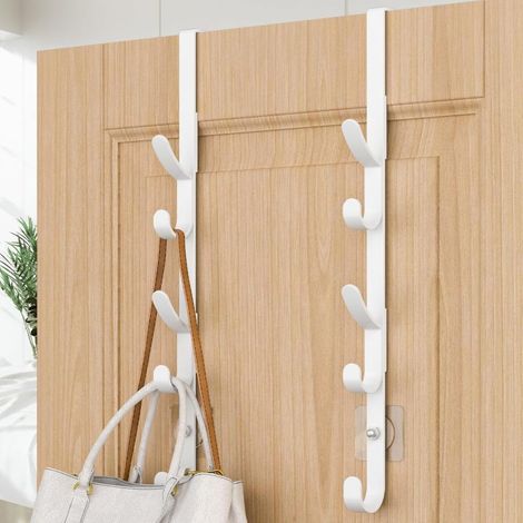 Metallhaken für die Tür, Garderoben- und Handtuchhalter, Taschenaufhänger, weiß, 2 Stück (1/5)