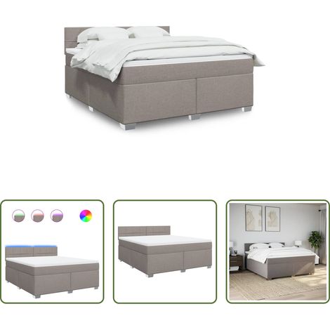 vidaXL LED-Beleuchtung - Boxspringbett mit Matratze Taupe 180x200 cm Stoff (1/5)