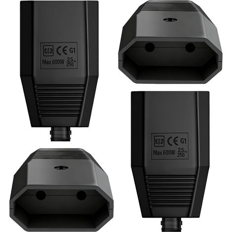 Prise Femelle Euro Couplage Schuko Plat 250V IP20, 4pcs Caoutchouc Prise Femelle, Connecteur Europe Fiche Plate à Contact de Protection, Convient à Utilisation Int (1/5)