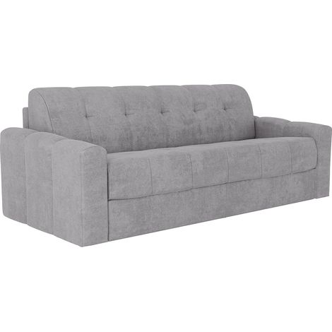 Divano letto 3 posti a ribalta Posto letto 140 cm Materasso 22 cm memory foam in Tessuto testurizzato Grigio chiaro DARIELO (1/4)
