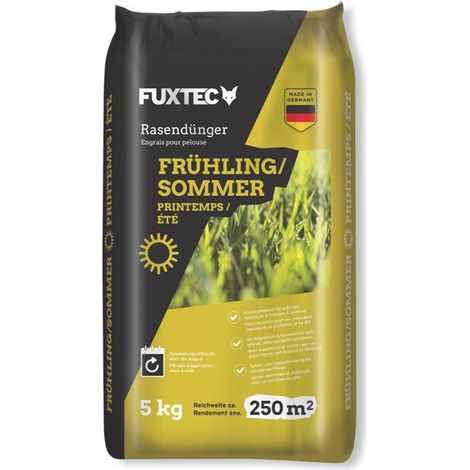 Abono para césped FUXTEC primavera/verano FX-RDFS5, gránulos ricos en nitrógeno para un crecimiento uniforme del césped, 5 kg de alcance aprox. 250 m², efecto a largo plazo (1/5)