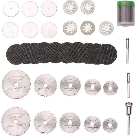 Lot de 65 disques diamantés de découpe, meules abrasives, lames de scie circulaire HSS, mini disques à tronçonner pour bois et métal