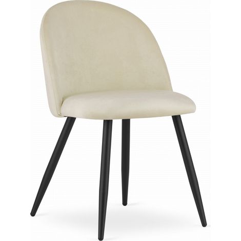 Sedia Bello in velluto beige e gambe in metallo nero (1/5)