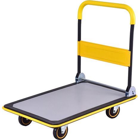 Folding Push Cart Dolly Moving Hand Truck Rolling Flatbed Platform Cart 300KG (1/5)