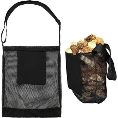 Noir,Sac de Chasse Aux Champignons Pliable - Maille Réglable pour Cueillette, Récolte, Camping et Randonnée en Plein Air (1/5)