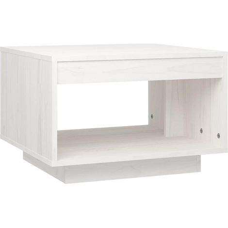 Maison Exclusive - Couchtisch Weiß 50x50x33,5 cm Massivholz Kiefe (1/5)