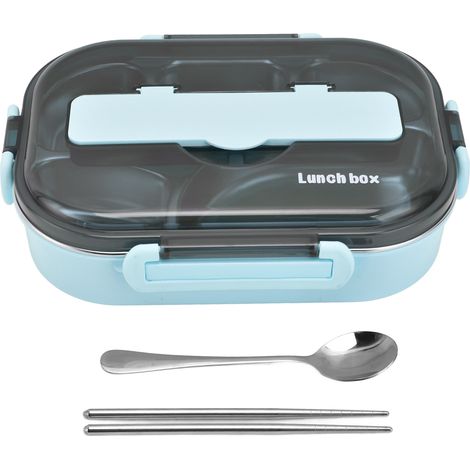 Boîte-repas isotherme en acier inoxydable 1,3L, 5 compartiments avec baguettes et cuillère, idéale pour école et pique-nique (1/5)