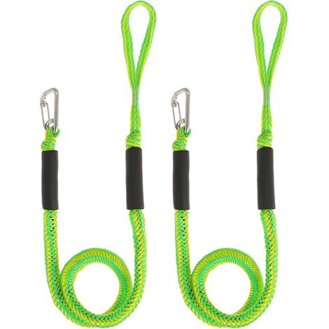 Ligne d'amarrage élastique pour bateau avec clip en acier inoxydable pour bateau, kayak, ponton, canoë (vert-2)
