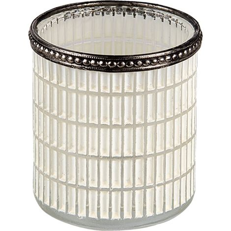 Photophore en Verre Blanc pour Bougie Chauffe-Plat - Support Décoratif Ø 8 x 9 cm - PANGIVO (1/4)