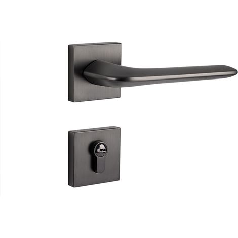 Serrure de porte de chambre style moderne noire, poignée de porte de chambre, éclairage intérieur de luxe (1/5)