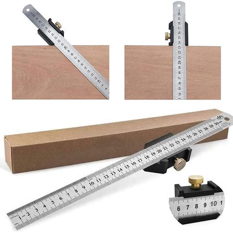Règle Carrée En Acier Inoxydable - 30 Cm - Angles 45° Et 90° - Pour Menuiserie Bois Et Métal - 1 Pièce (1/5)