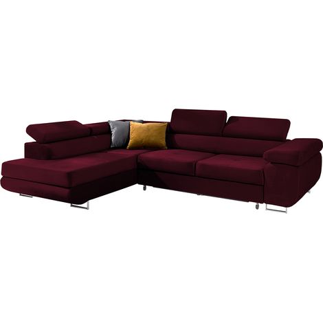 Ecksofa, links umwandelbar, 4-Sitzer, Wilson Velours Bordeaux