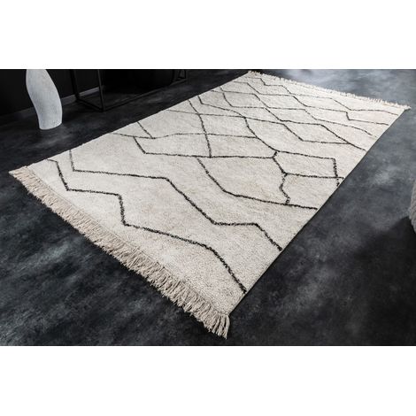 MEUBLER DESIGN Tapis Design À Poils Longs Euphoria 230x160cm Beige Coton À Motifs Linéaires, Style ,  x  x  cm (1/4)