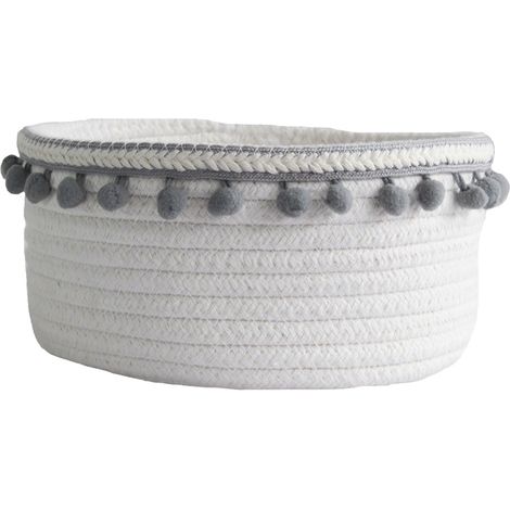 Panier En Coton Tissé - Panier De Rangement Ronde Pour Jouets Linge Couvertures - D45 X H43 Cm - Gris Clair - 1 Pièce (1/5)