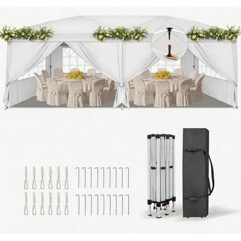 Faltpavillon 3x6m mit 6 Seitenteilen, wetterfest, höhenverstellbar, UV-Schutz (1/5)