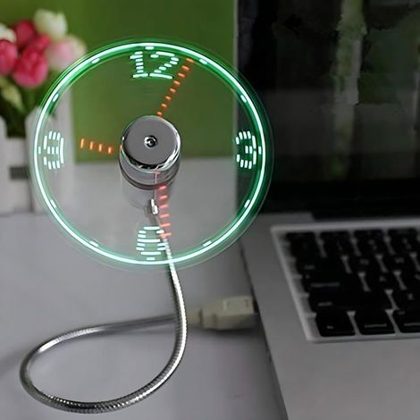 Ventilateur USB LED avec horloge en temps réel, cadeau pour homme, fête des pères et Noël (1/5)