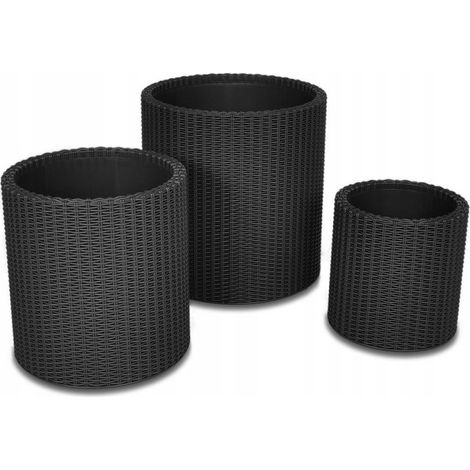 KETER POT CYLINDER PLANTER, GRIS, 3 PIÈCES 17197934 (1/2)