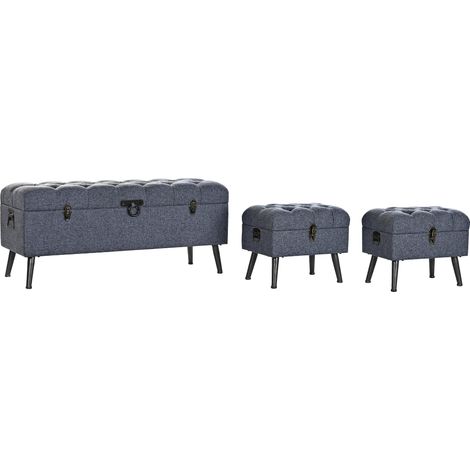 Set de 3 banquettes en polyester et métal coloris gris foncé -PEGANE- (1/5)