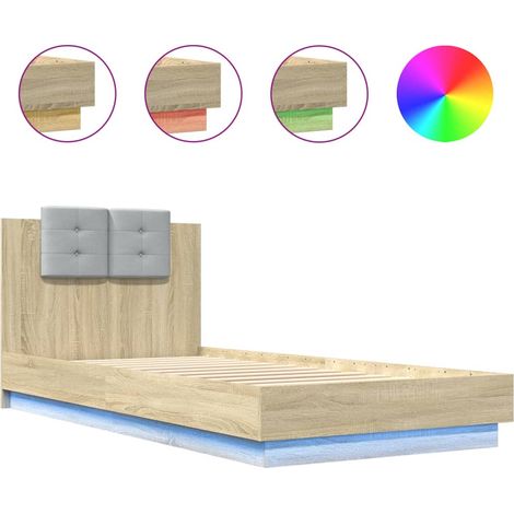 Maison Exclusive - Estructura de cama cabecero luces LED roble So