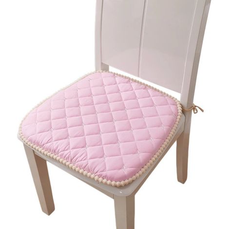 Coussin de chaise antidérapant 45x45cm, en fibre de polyester lavable, pour restaurants, à carreaux roses (1/5)