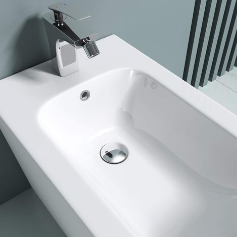 Doporro – Bidet sur pied en céramique blanc 36x55x41cm – Revêtement nano pour entretien facile – Conception sans rebords pour nettoyage rapide - ren112