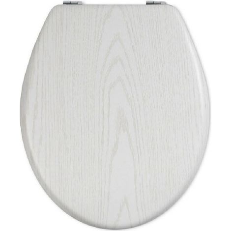 Abattant De Wc Universel En Bois Mdf Résistant Avec Charnières Imprimé Bois Blanc -3.5 - (1/2)
