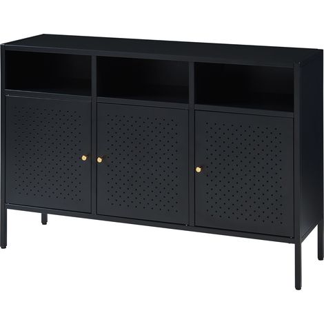 Credenza cassettiera mobile contenitore per soggiorno ingresso camera da letto acciaio 119 x 35 x 80 cm nero 030009025