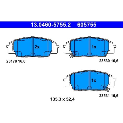 Kit de plaquettes de frein, frein à disque ATE 13.0460-5755.2 HONDA