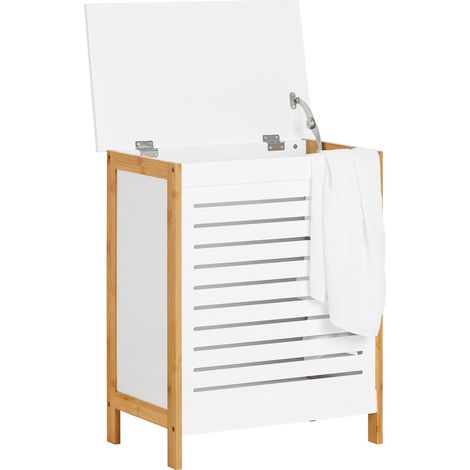 SoBuy  Cesto portabiancheria, Organizzazione lavanderia,bianco, FSS66-WN,IT