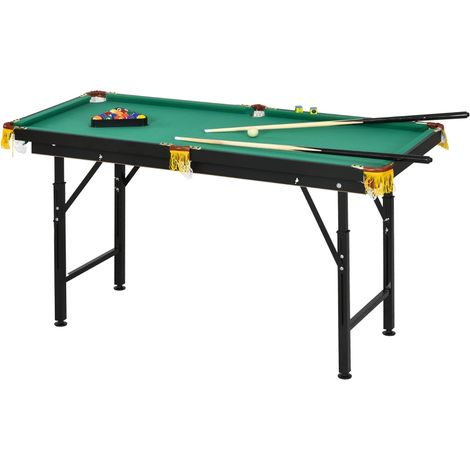 Table billard pliable réglable hauteur triangle 2 queues 16 boules verte