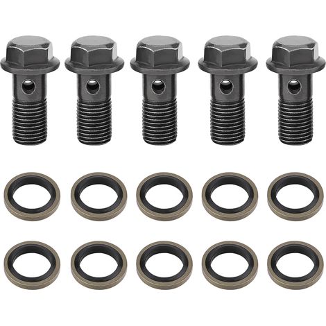 Eosnow Boulons et rondelles Banjo pour étrier de frein, maître-cylindre M10 x 1.25mm, 5 pièces