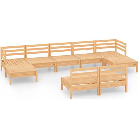 Maison Exclusive - 9-tlg. Garten-Lounge-Set Massivholz Kiefer (1/5)