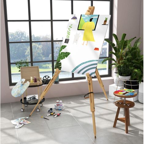 Cavalletto da pittura pieghevole in legno di faggio, regolabile, fino a 107 cm HAVRYA (1/4)