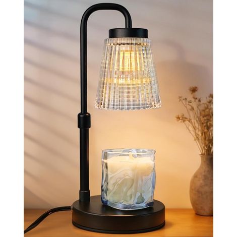 Schwarze Kerzenwärmerlampe mit Timer und dimmbarer Helligkeit, Dekoration für ein neues Zuhause, Wachswärmer für Glaskerzen mit 2 Glühbirnen